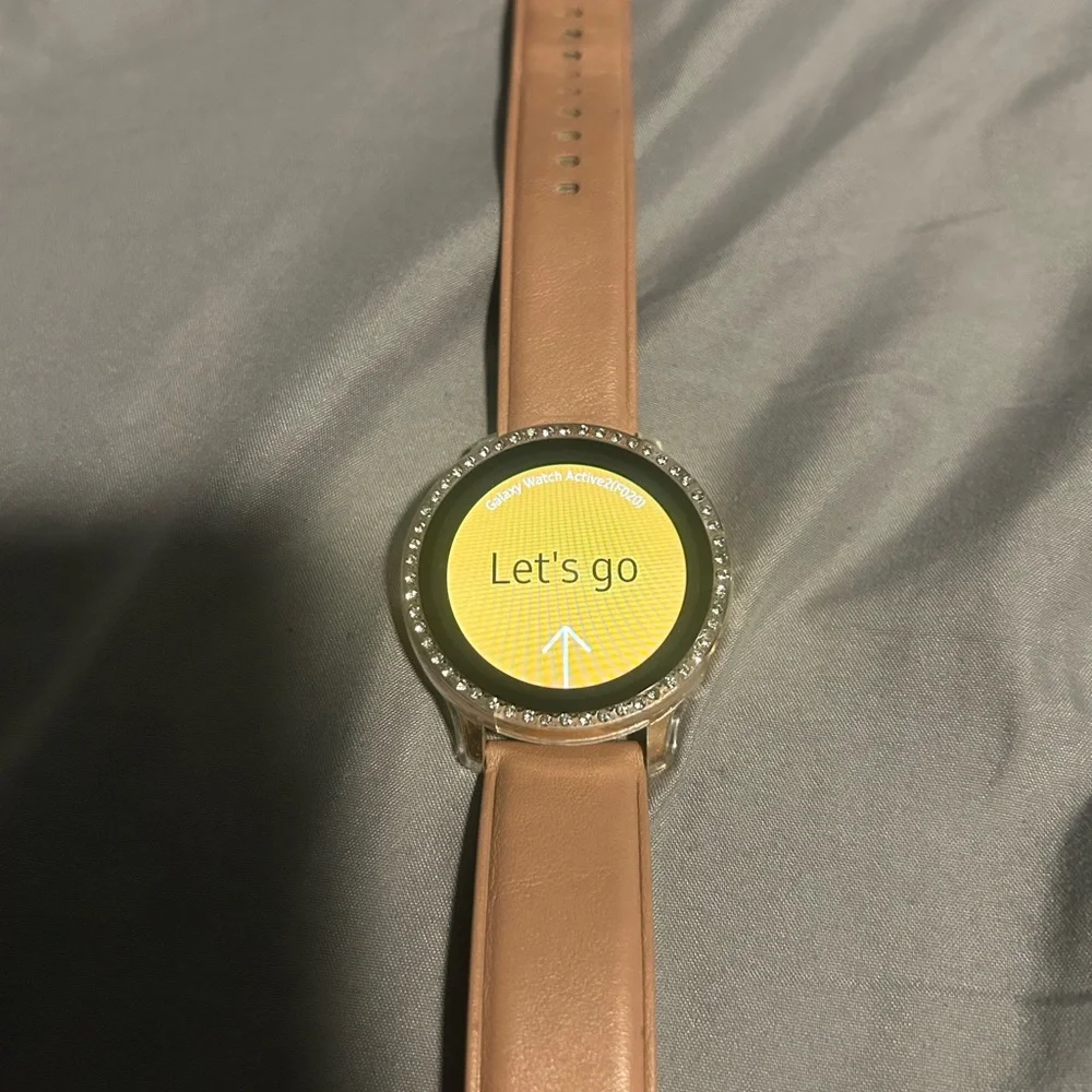 Samsung Galaxy Watch Active2 - Silver Case with Tan Band